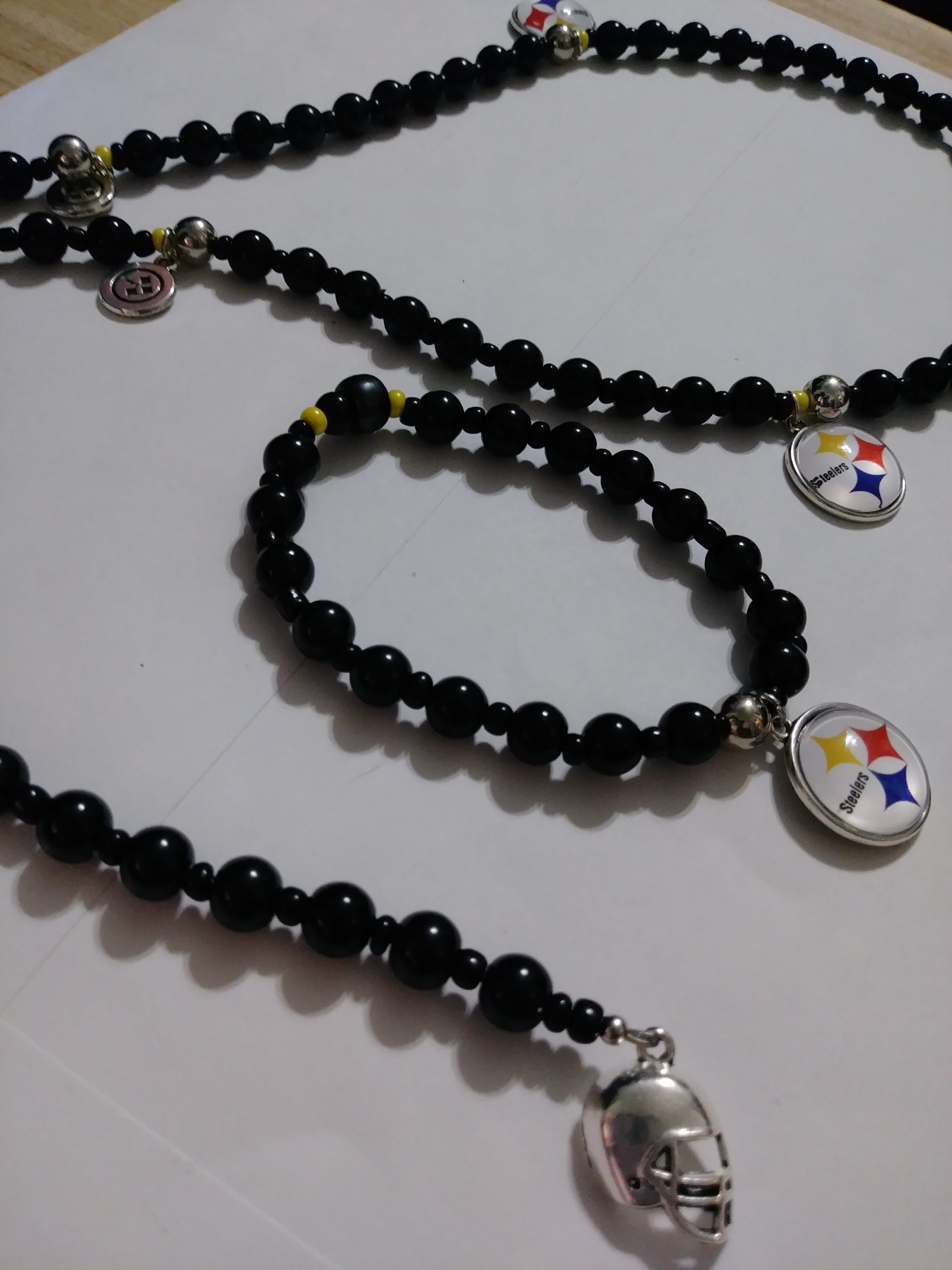 "Steelers Nation Set" 30 inch rosary & Matching wrist bracelet.