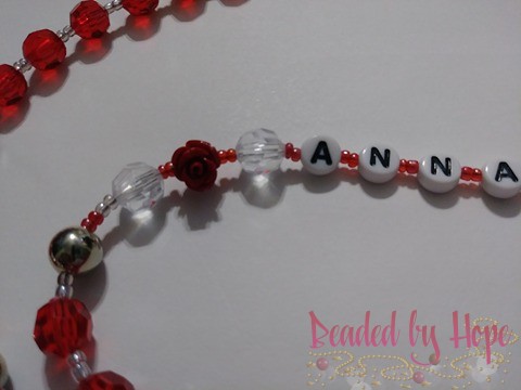 "Anna's Roses" Red Rosary necklace