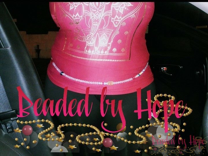 "Strawberry" Waist beads with SCENTED with Pink Sugar oil.