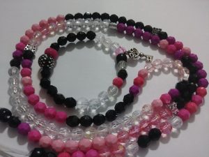 "Pink Lemonade" Waist bead with matching wrist bracelet